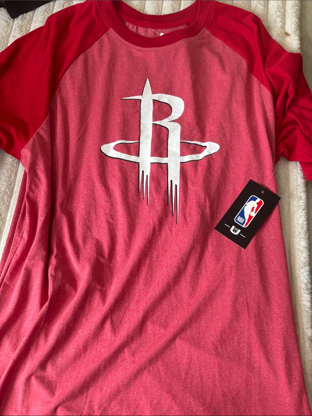 NBA Houston Rockets Two-Tone Red Raglan Short Sleeve Tee
